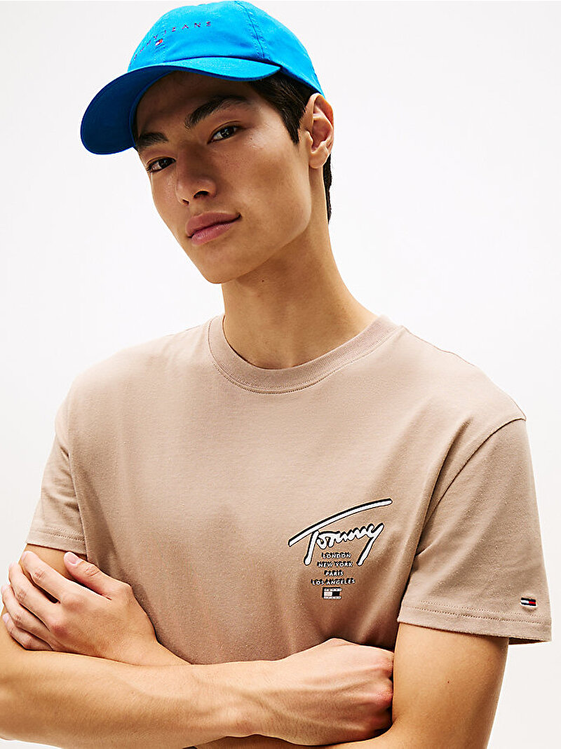 Erkek TJM Regular Sign City T-shirt Bej  DM0DM22120AFE