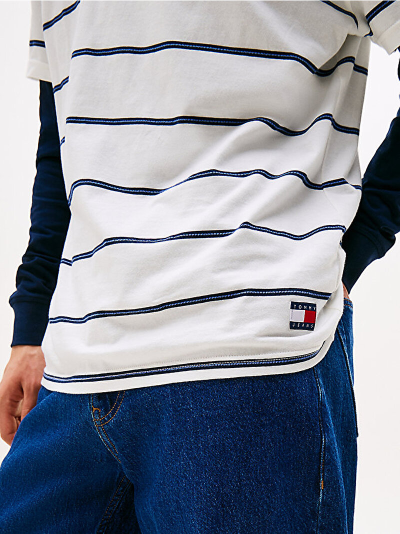 Erkek TJM Reglar Textured T-shirt Beyaz  DM0DM21983YBH