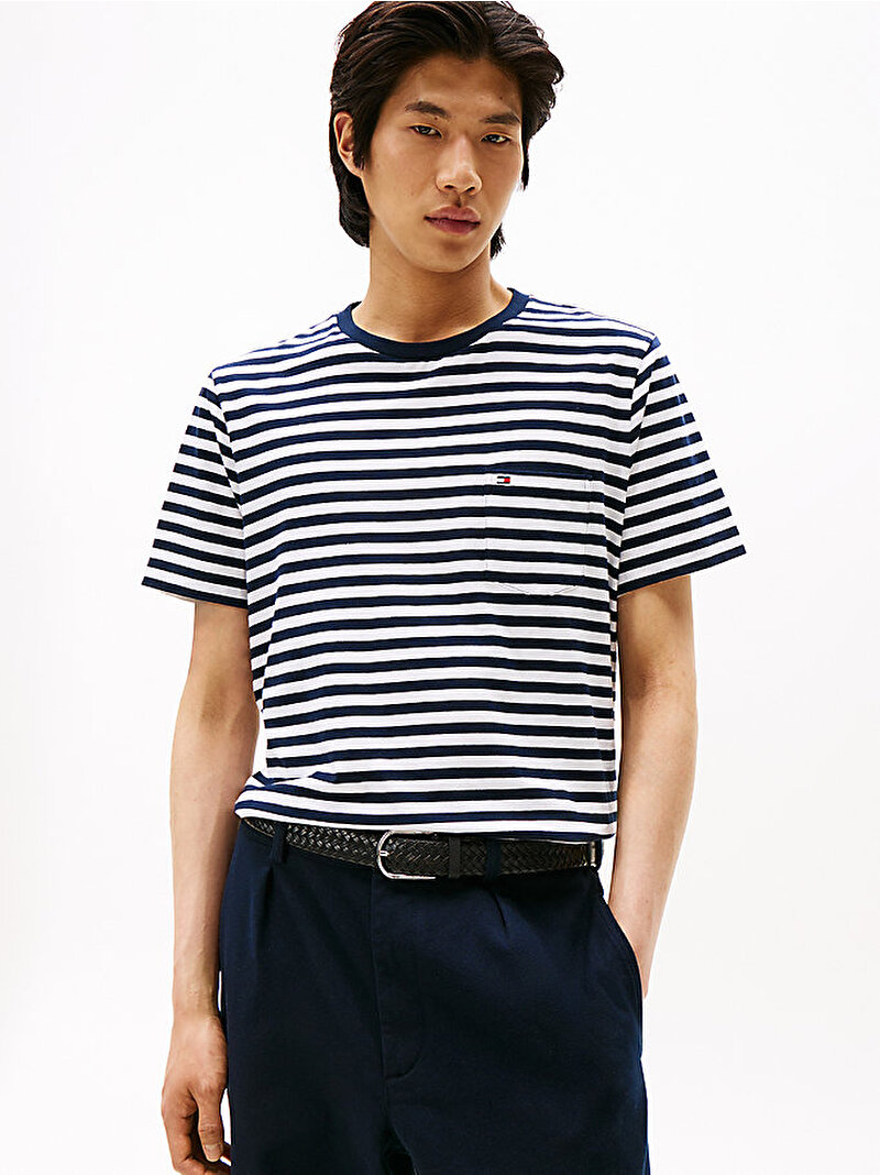 Erkek Essential Regular Fit Stripe T-shirt Çok renkli MW0MW413780A4