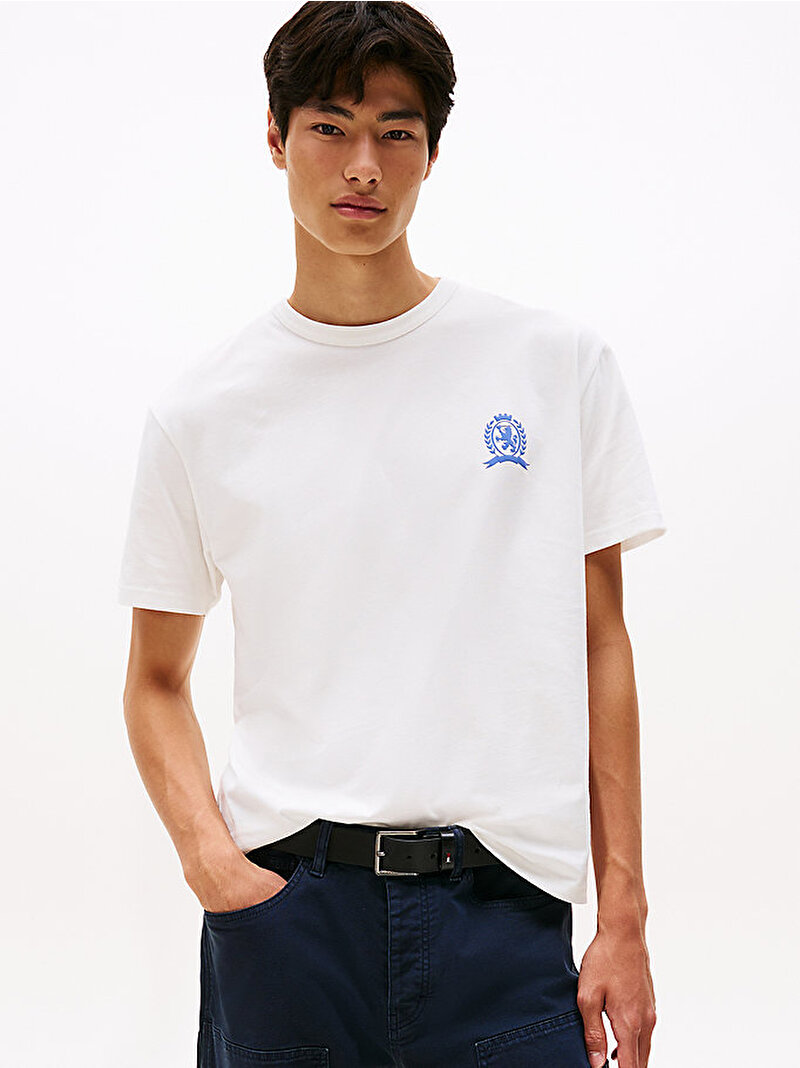 Erkek TJM Relax Crest Play T-shirt Ekru DM0DM21986YBL