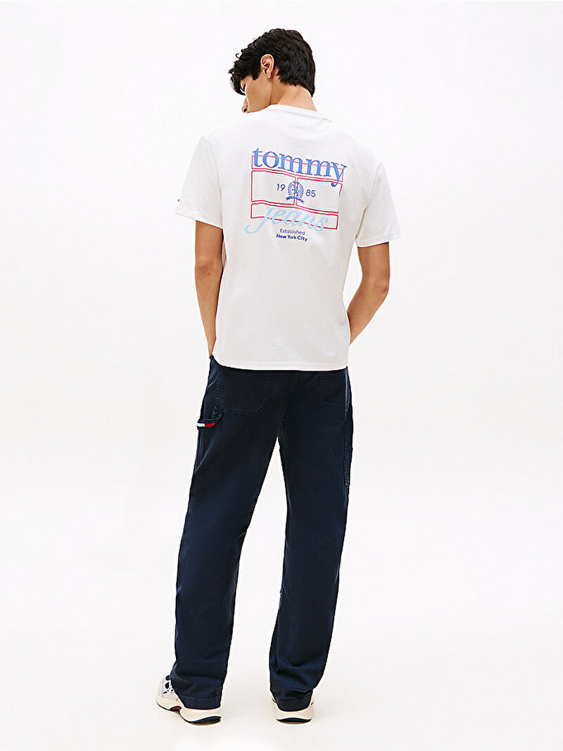 Erkek TJM Relax Crest Play T-shirt Ekru DM0DM21986YBL