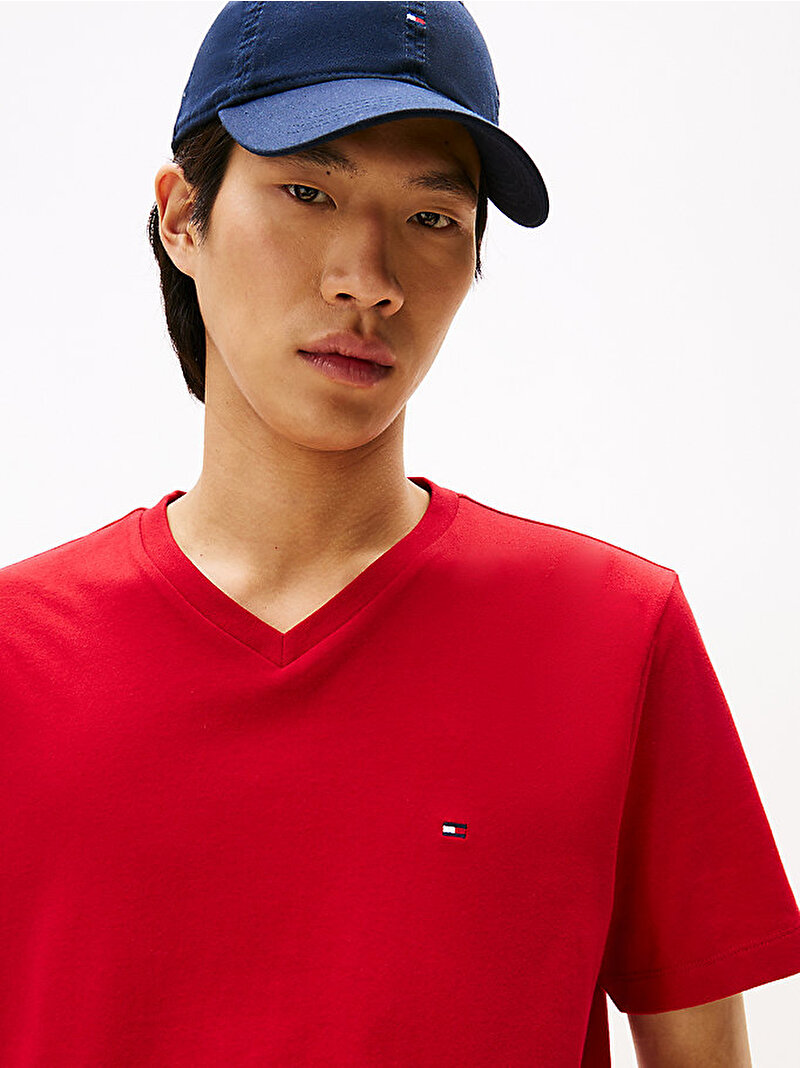 Erkek Essential V-neck T-shirt Kırmızı MW0MW39249XLD