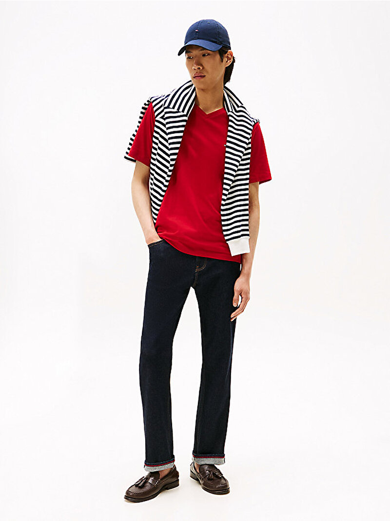 Erkek Essential V-neck T-shirt Kırmızı MW0MW39249XLD