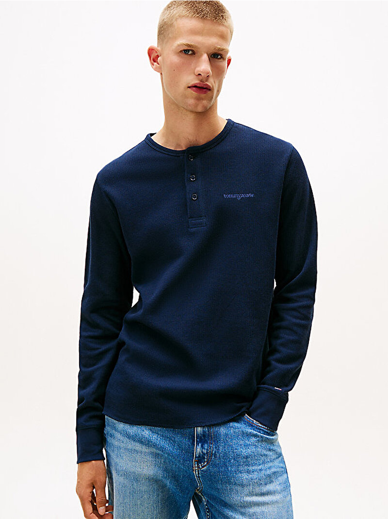 Erkek TJM Slim Waffle T-shirt Lacivert DM0DM21812C1G