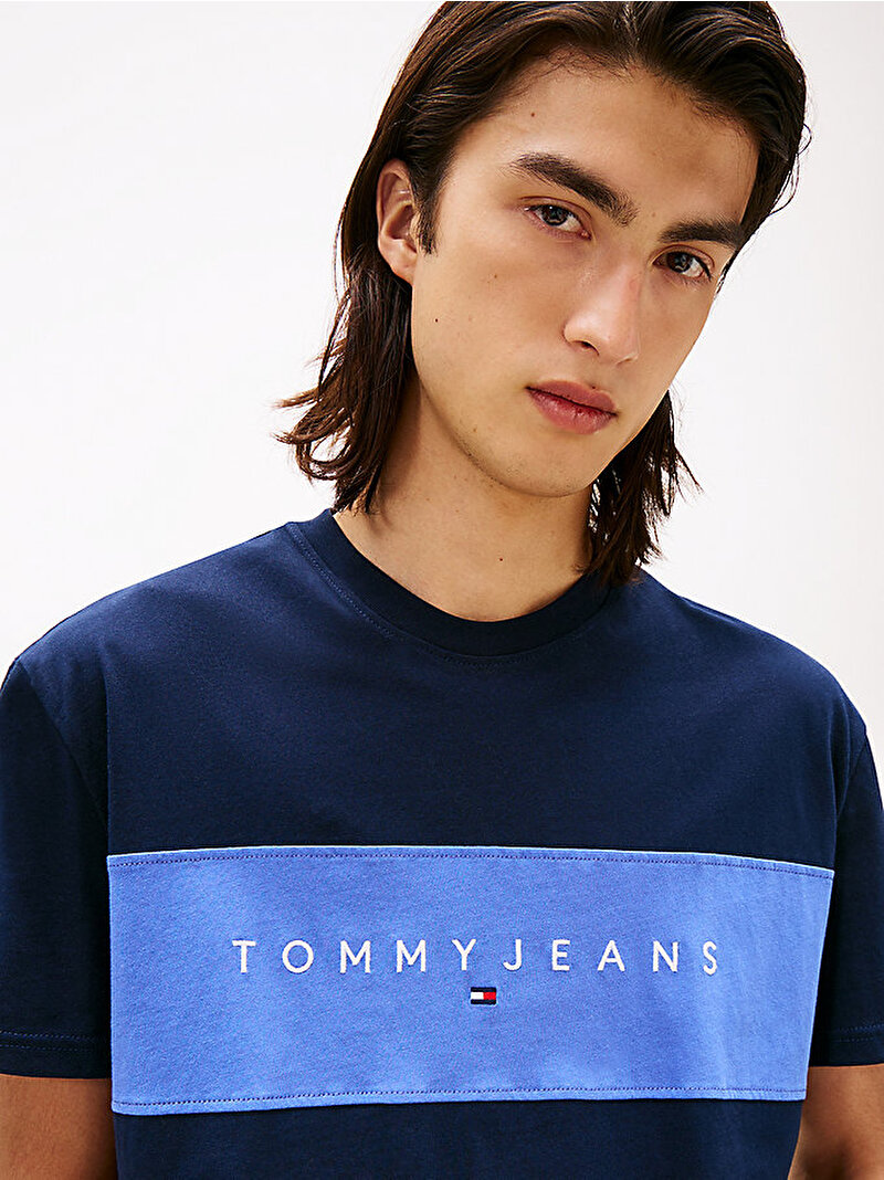 Erkek TJM Regular Linear T-shirt Lacivert DM0DM21933C1G