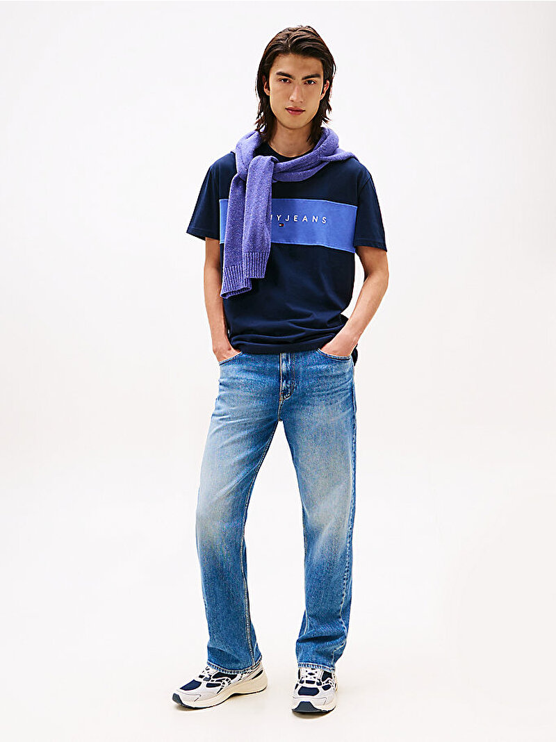 Erkek TJM Regular Linear T-shirt Lacivert DM0DM21933C1G
