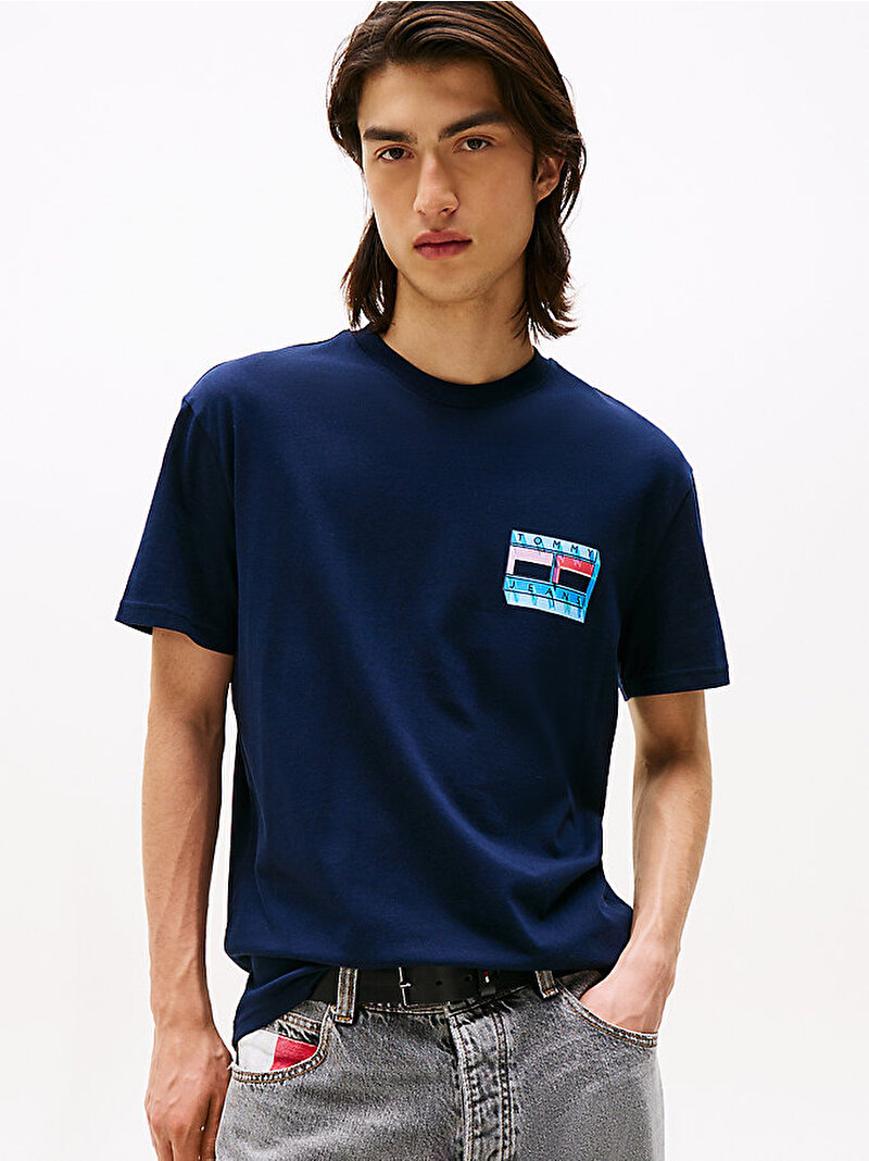Erkek TJM Regular Dna Flag T-shirt Lacivert DM0DM21980C1G
