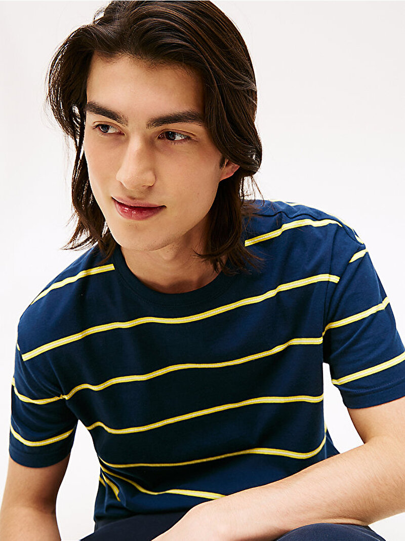 Erkek TJM Reglar Textured T-shirt Lacivert DM0DM21983C1G
