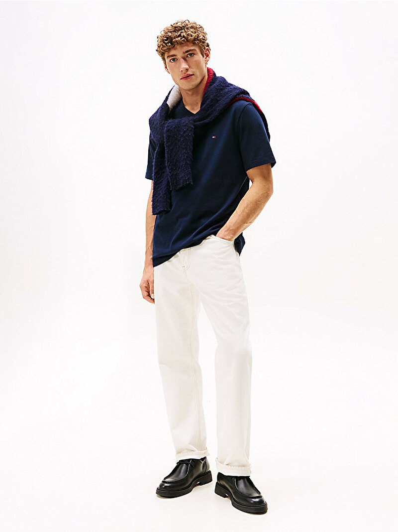 Erkek Essential V-neck T-shirt Lacivert MW0MW39249DW5