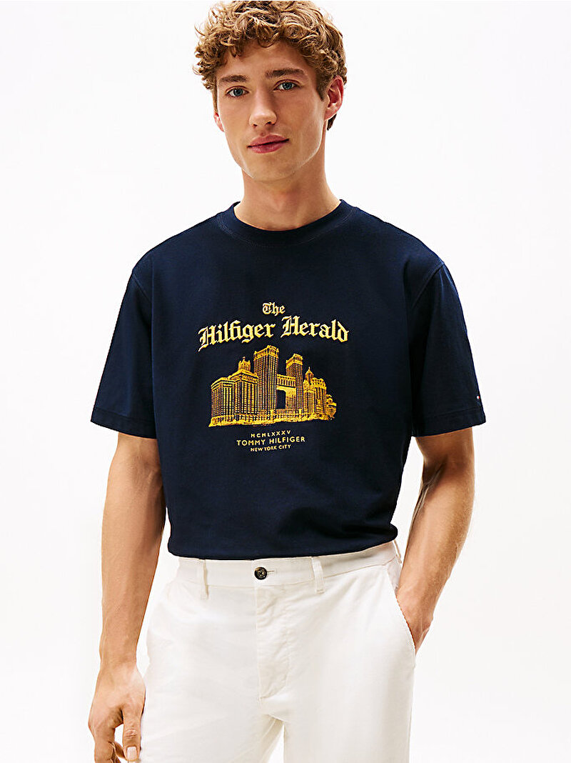 Erkek Herald Skyline Graphic T-shirt Lacivert MW0MW40920DW5