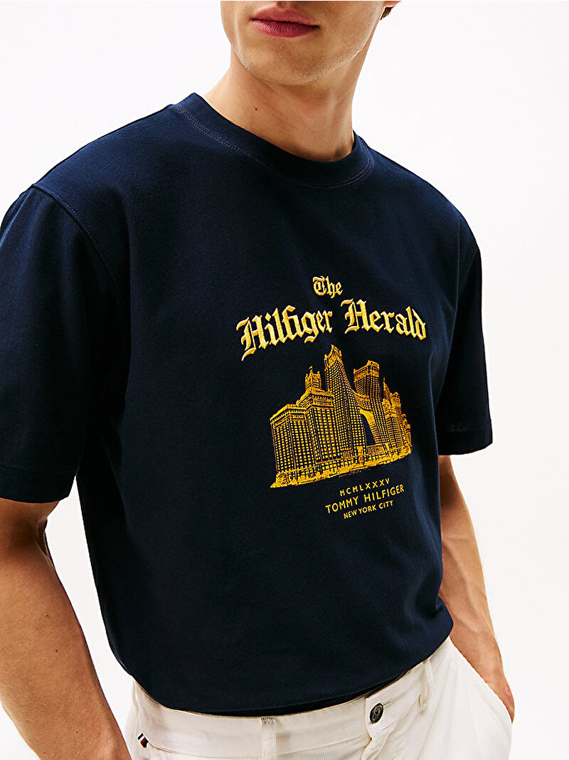 Erkek Herald Skyline Graphic T-shirt Lacivert MW0MW40920DW5