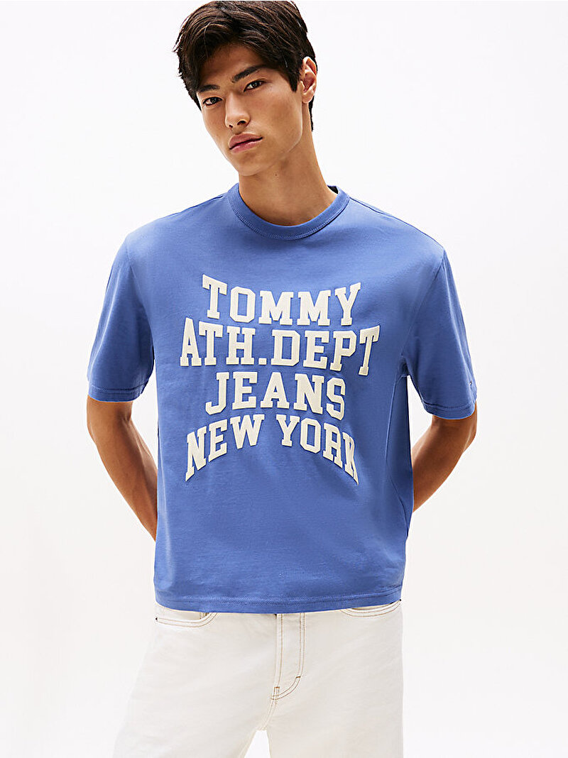Erkek TJM 90s Varsity T-shirt Mavi  DM0DM21988C6D