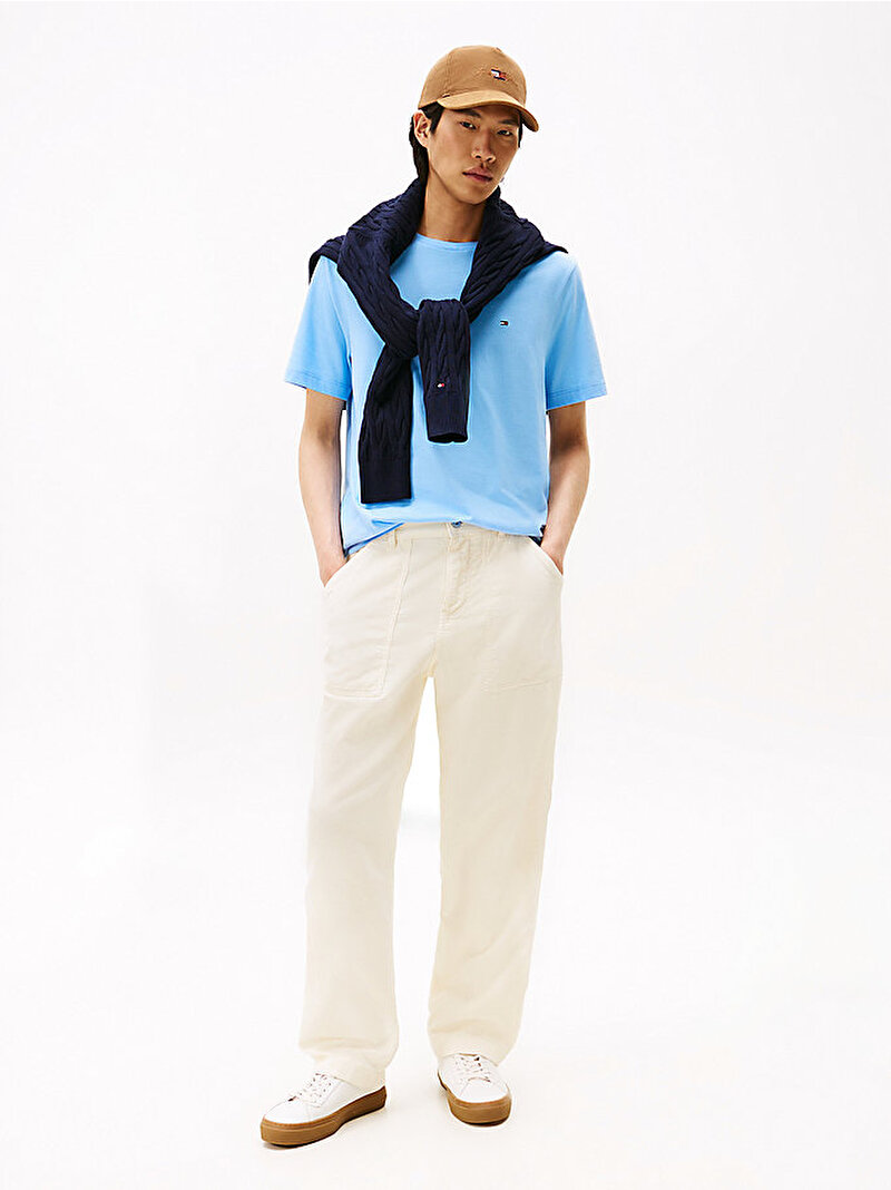 Erkek Essential Seasonal Regular Fit T-shirt Mavi  MW0MW39995C1Z