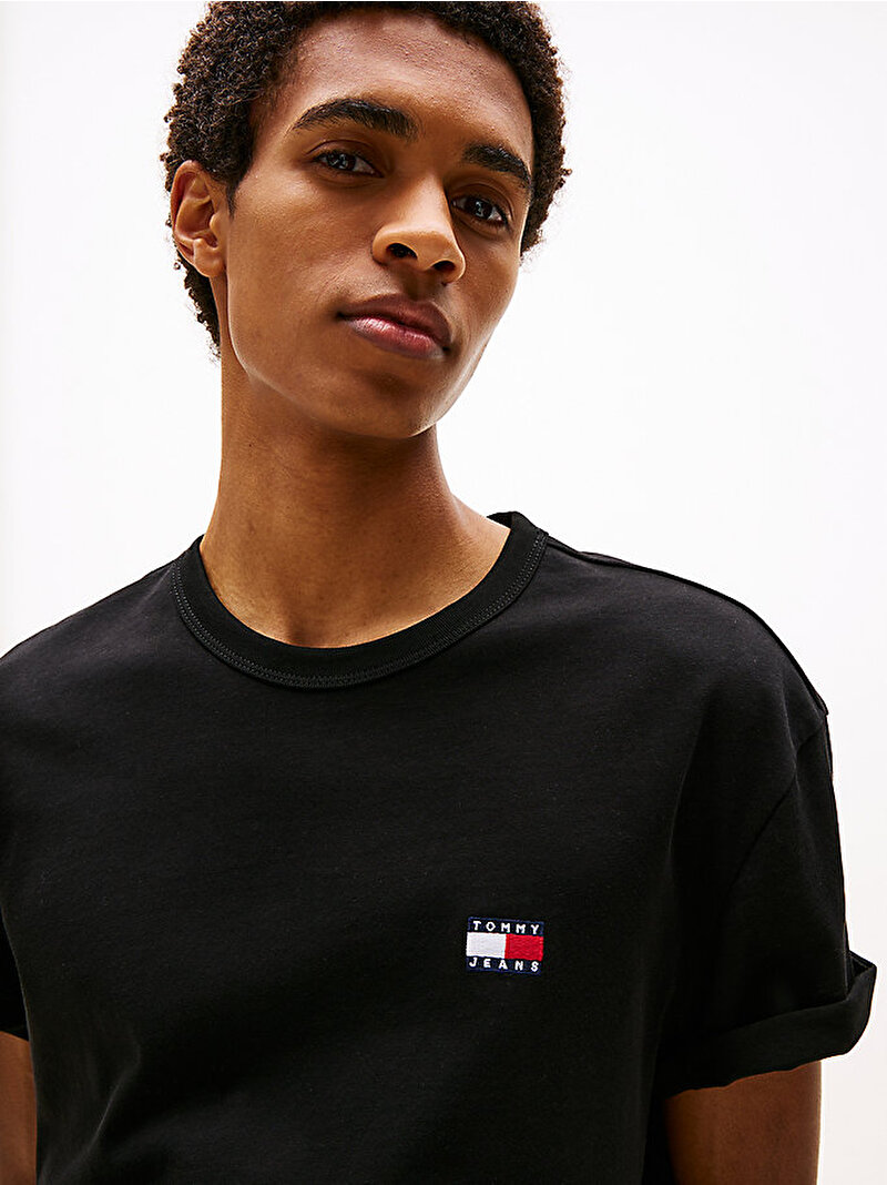 Erkek TJM Regular Badge T-shirt Siyah DM0DM20322BDS
