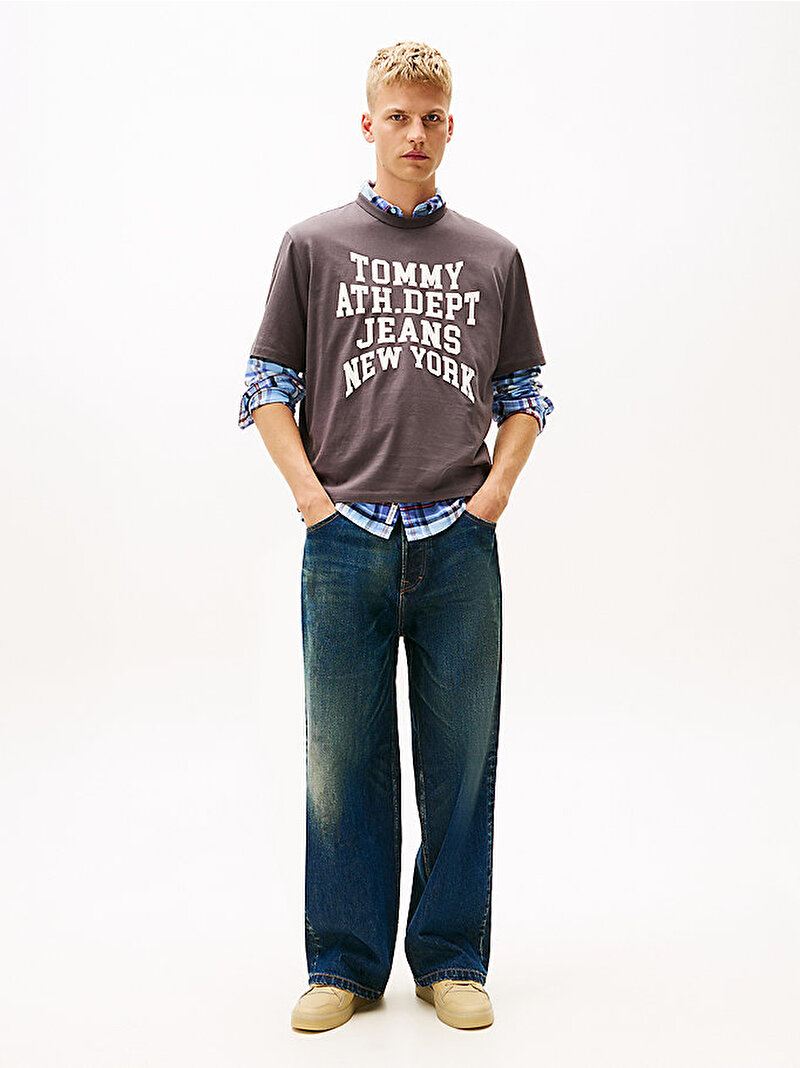 Erkek TJM 90s Varsity T-shirt Gri DM0DM21988PT2