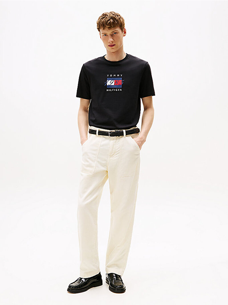 Erkek Linear Flag Graphic T-shirt Siyah MW0MW41338BDS