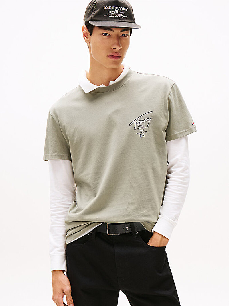 Erkek TJM Regular Sign City T-shirt Yeşil DM0DM22120M1L