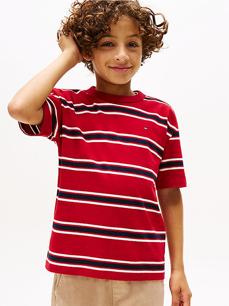 Erkek Çocuk Cotton Stripe T-shirt Kırmızı KB0KB099970EV