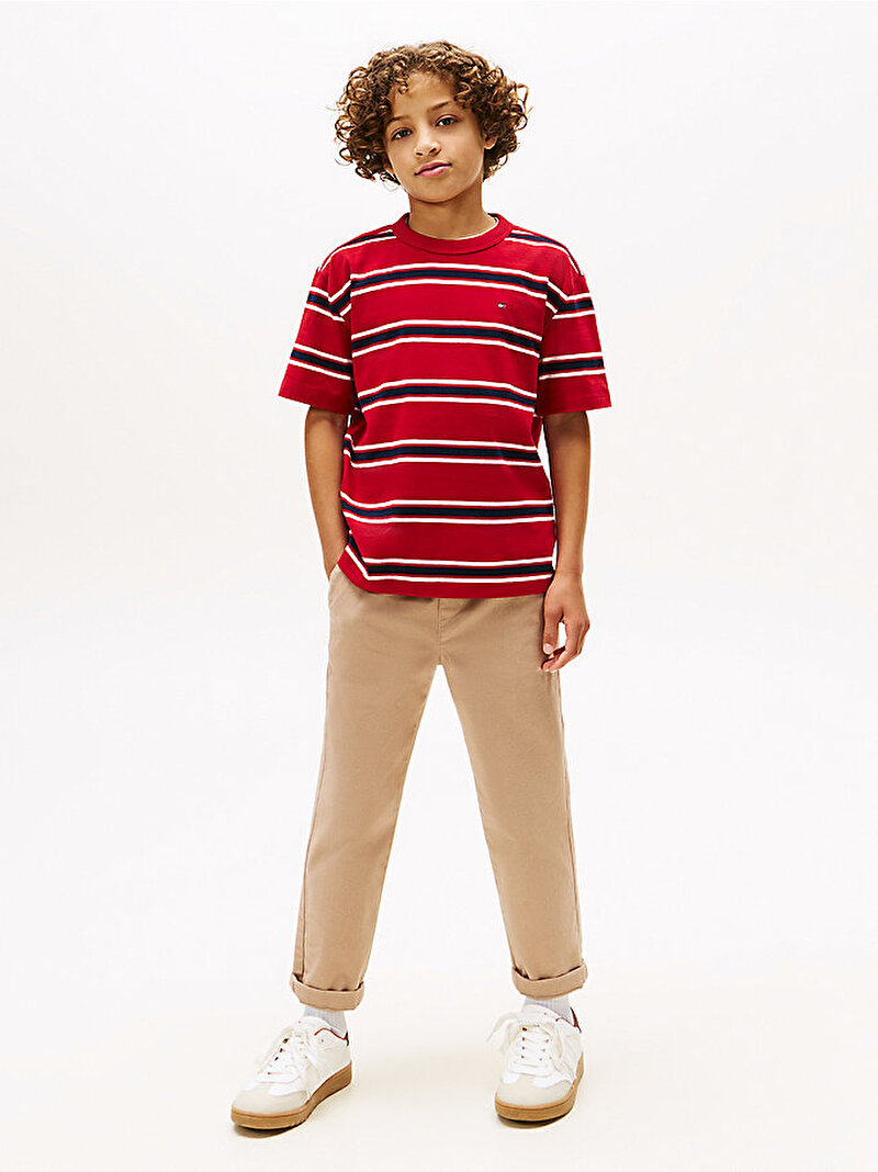 Erkek Çocuk Cotton Stripe T-shirt Kırmızı KB0KB099970EV