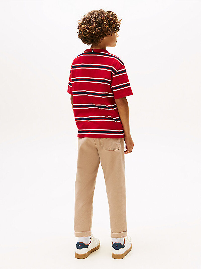 Erkek Çocuk Cotton Stripe T-shirt Kırmızı KB0KB099970EV