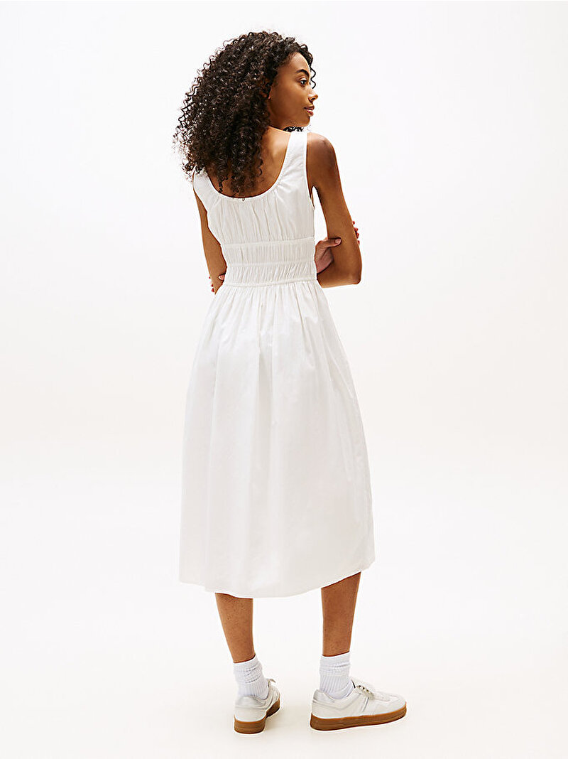 Kadın TJW Rouche Midi Poplin Elbise Ekru DW0DW20881YBL