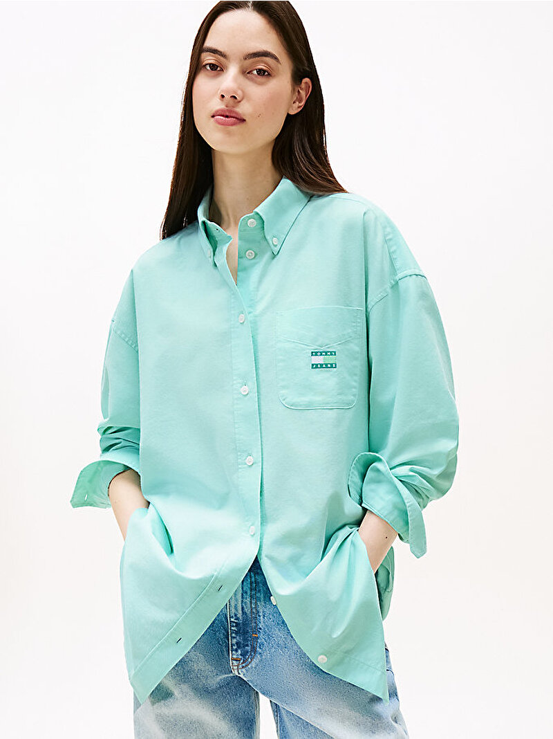 Kadın TJW Badge Oxford Gömlek Yeşil DW0DW20988L61