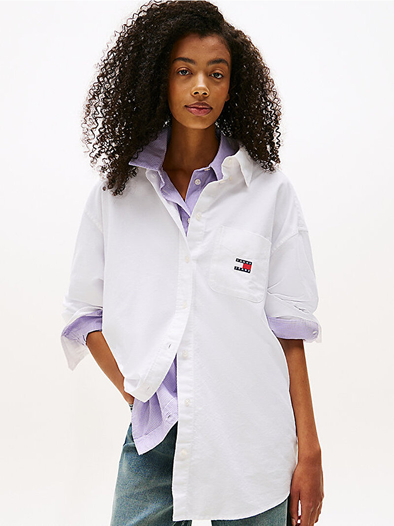 Kadın TJW Badge Oxford Gömlek Ekru DW0DW20988YBL