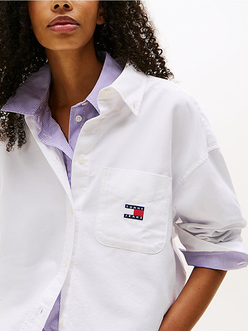 Kadın TJW Badge Oxford Gömlek Ekru DW0DW20988YBL