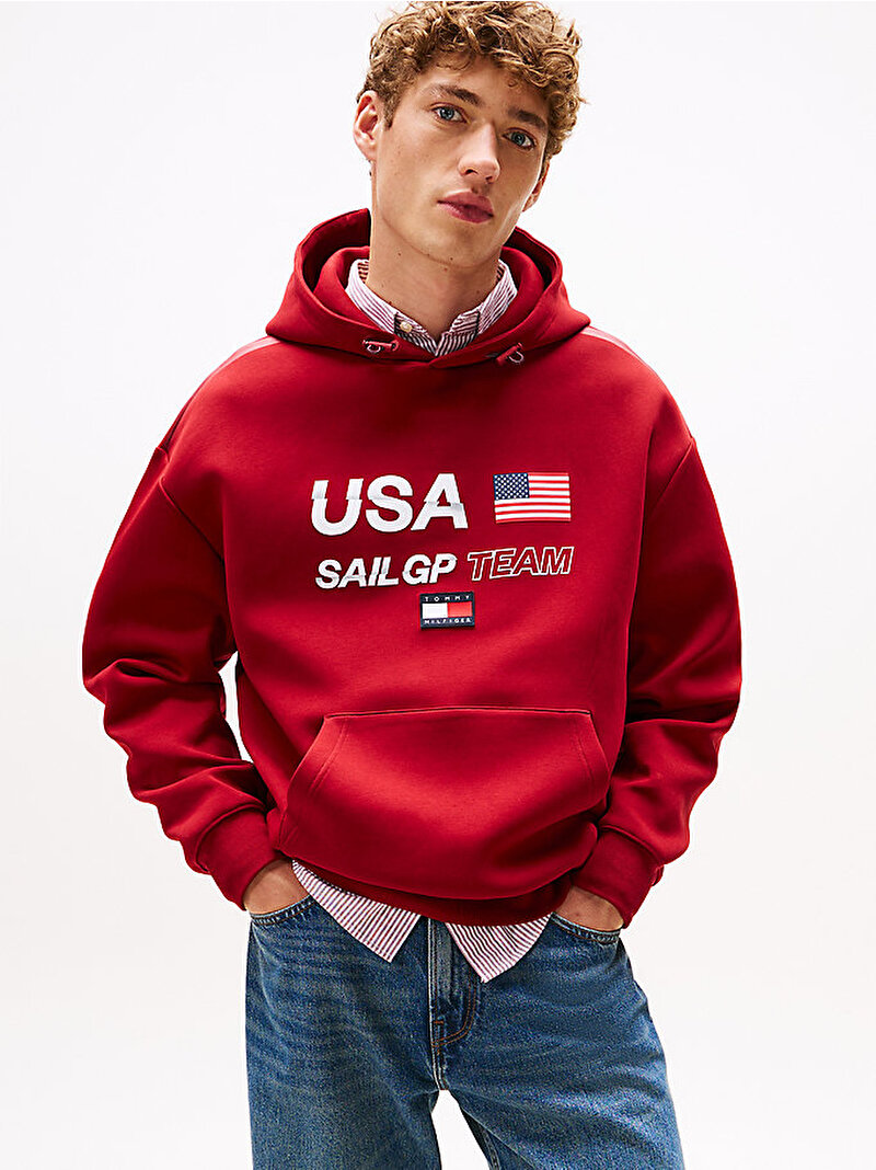 Erkek Sail GP Hoodie Kırmızı MW0MW41416XMO