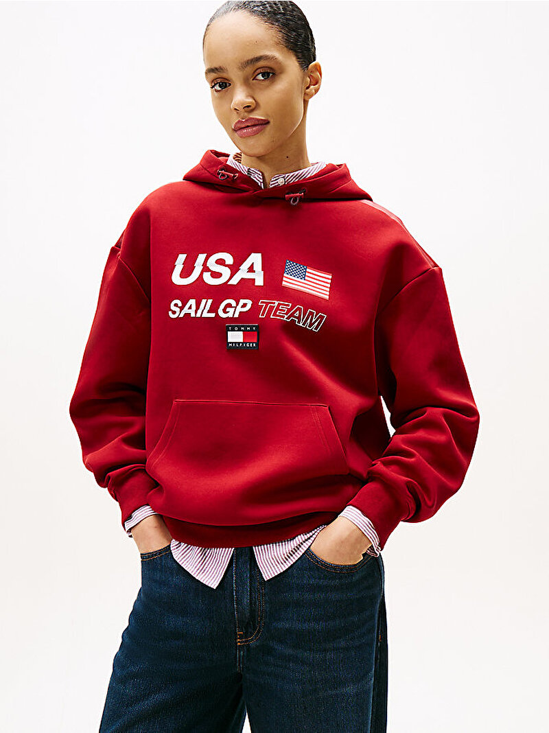 Erkek Sail GP Hoodie Kırmızı MW0MW41416XMO