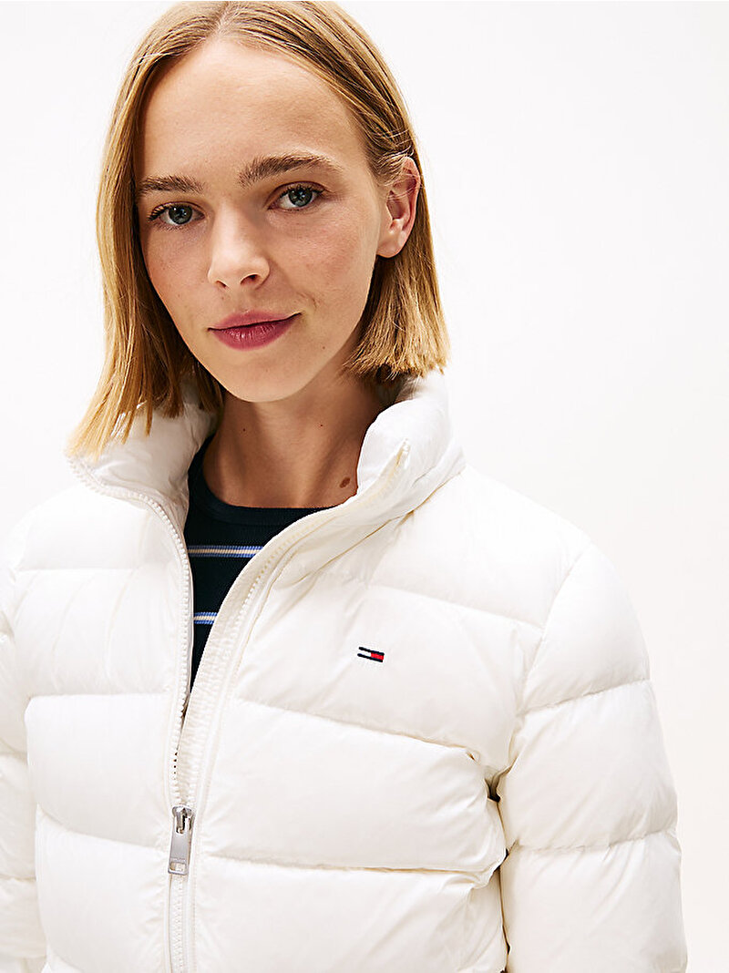Kadın TJW Basic Hooded Puffer Mont Ekru DW0DW18312YBL