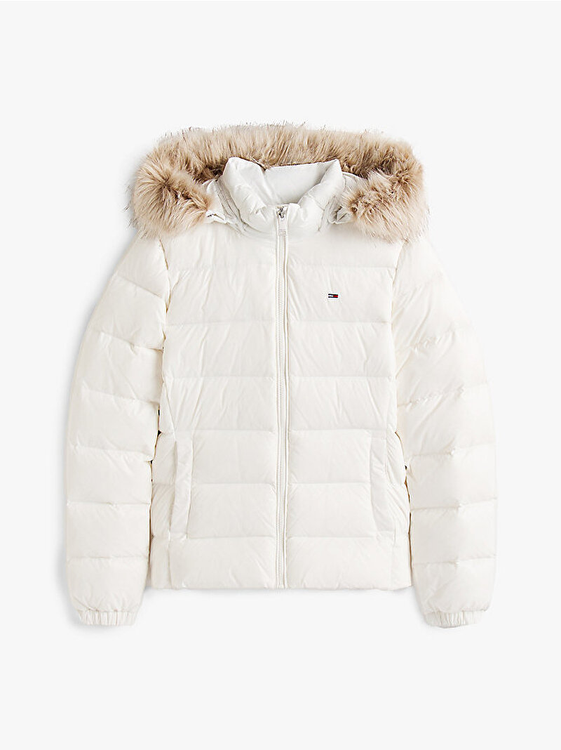 Kadın TJW Basic Hooded Puffer Mont Ekru DW0DW18312YBL