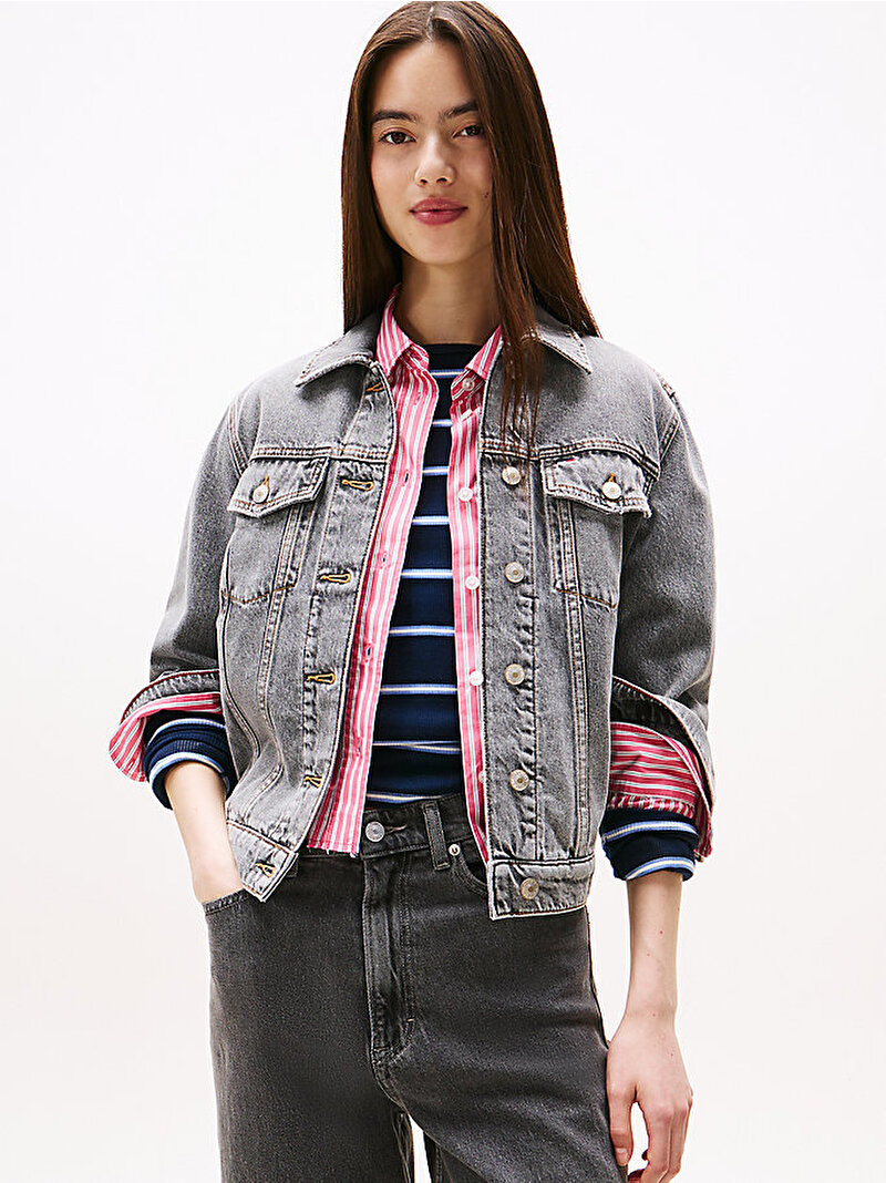 Kadın Classic Trucker Denim Ceket Gri DW0DW215551DA