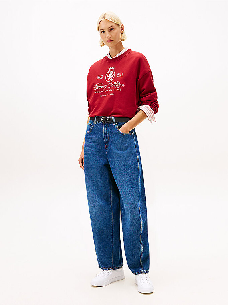 Kadın Denim Flo Loose Balloon Jean Pantolon Mavi  WW0WW467651A4