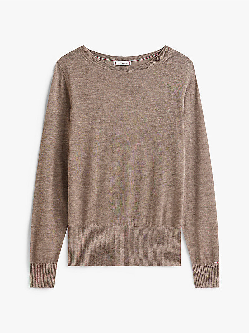 Kadın Merino Open Neck Kazak Bej  WW0WW47409ADL