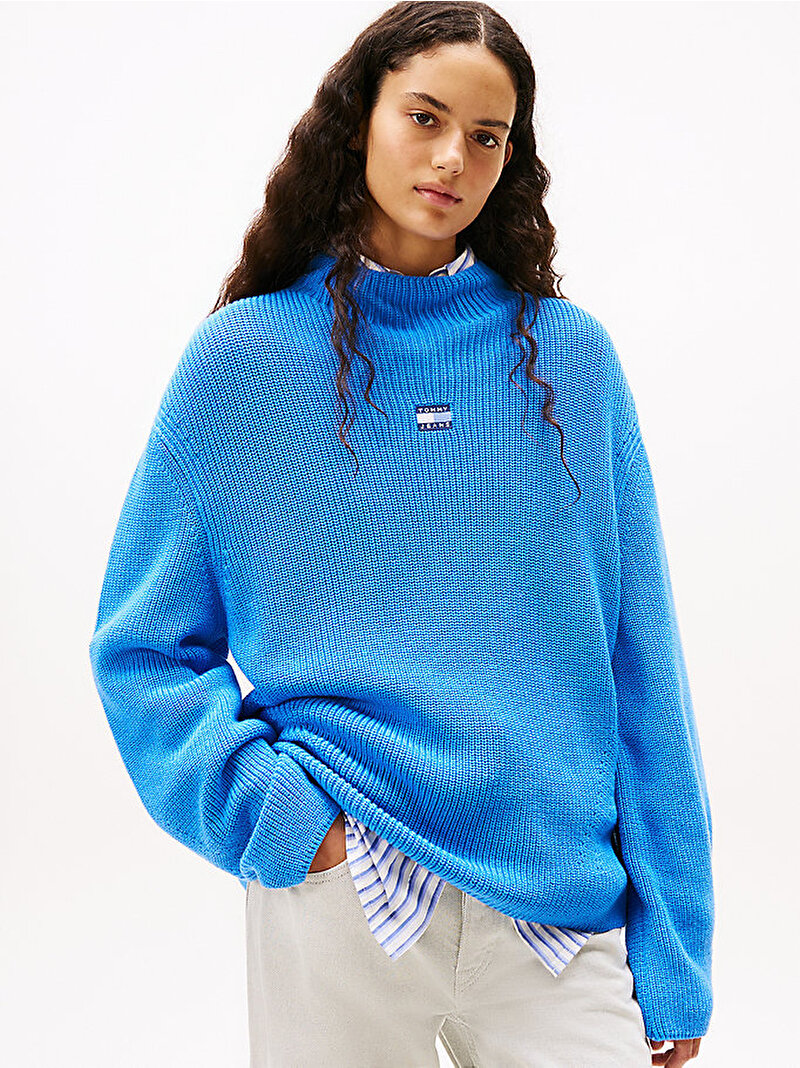 Kadın TJW Mockneck Badge Kazak Mavi  DW0DW21676C30