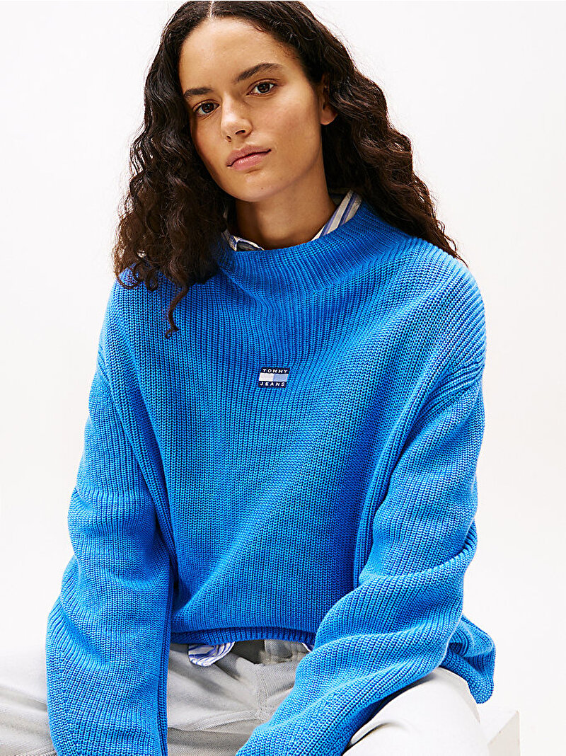 Kadın TJW Mockneck Badge Kazak Mavi  DW0DW21676C30