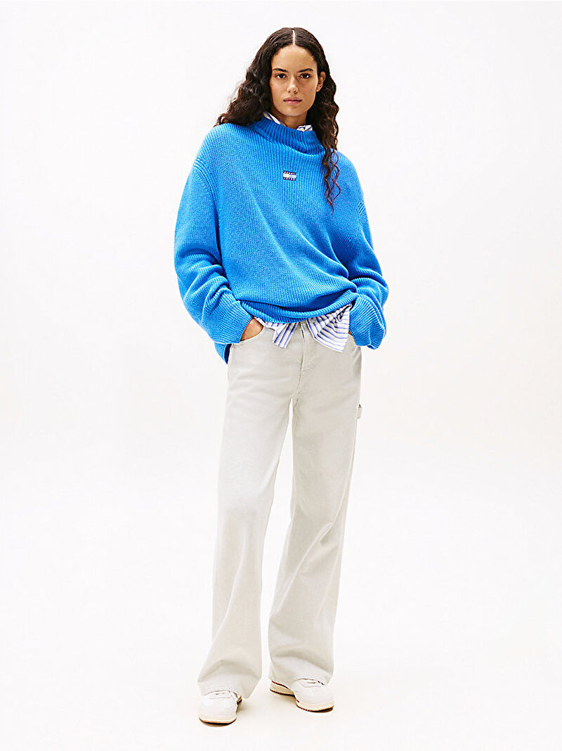 Kadın TJW Mockneck Badge Kazak Mavi  DW0DW21676C30