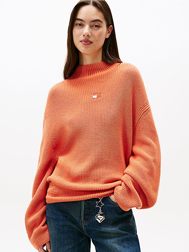 Kadın TJW Mockneck Badge Kazak Turuncu DW0DW21676SCU