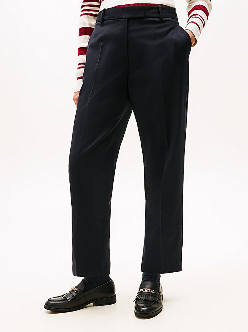 Kadın Timeless Wool Slim Pantolon Lacivert WW0WW48353C1G