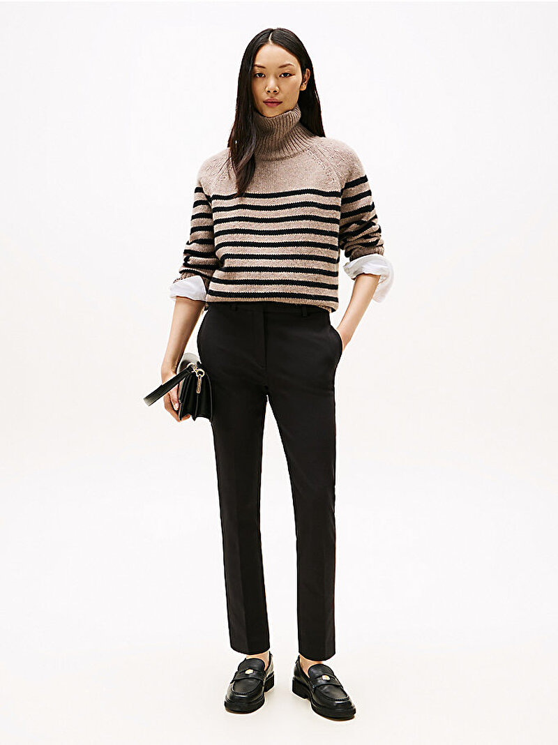 Kadın Gabardin Slim Pantolon Siyah WW0WW48350BDS