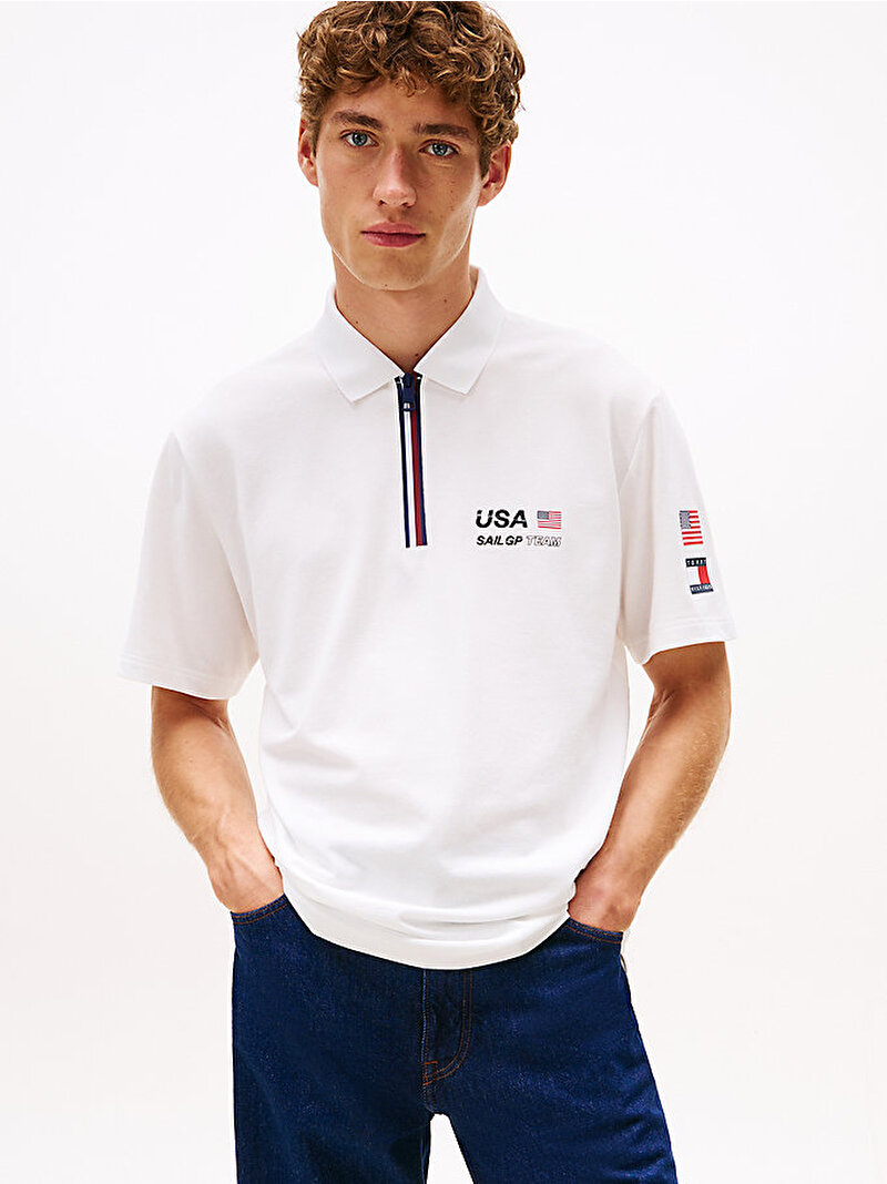 Erkek Sail GP Pique Polo T-shirt Ekru MW0MW41415YBL