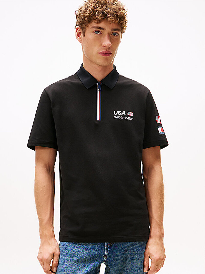 Erkek Sail GP Pique Polo T-shirt Siyah MW0MW41415BDS