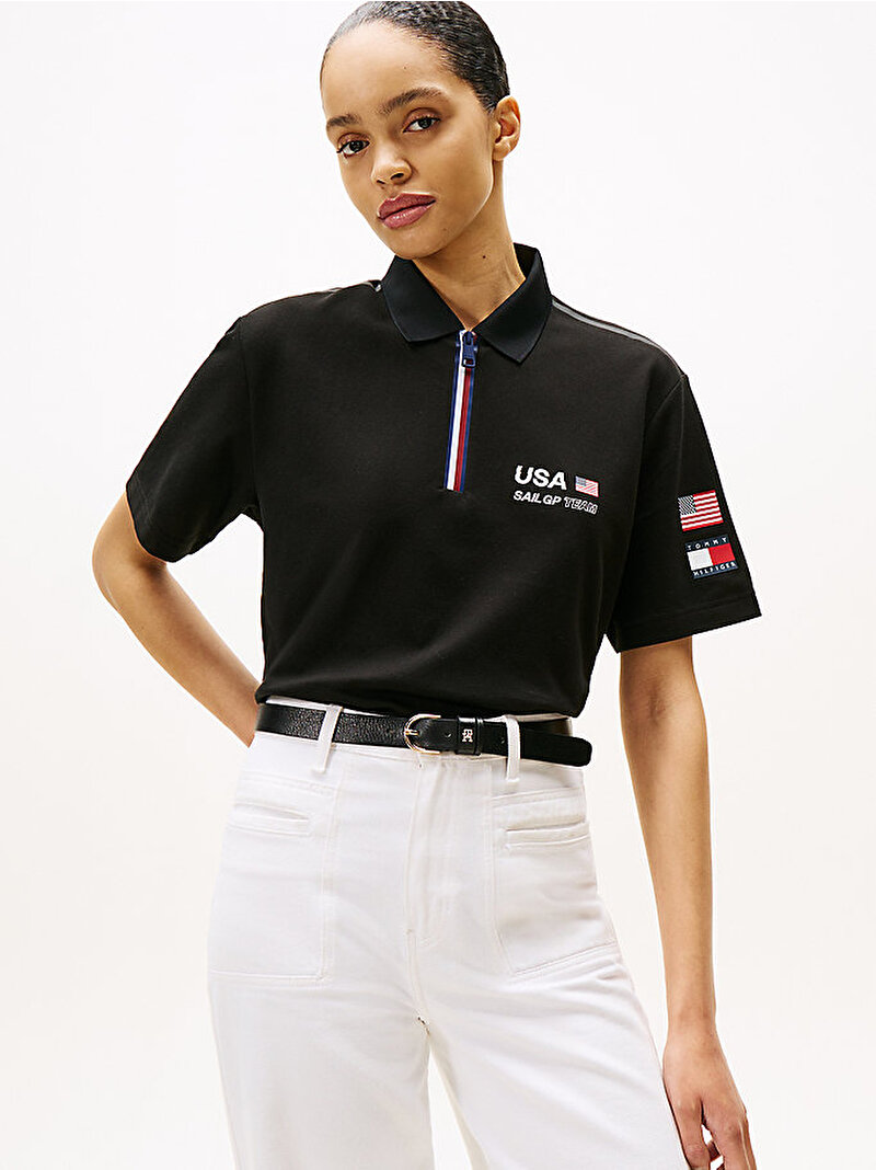 Erkek Sail GP Pique Polo T-shirt Siyah MW0MW41415BDS