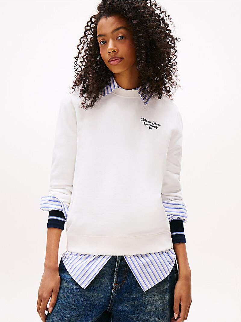 Kadın TJW Regular Esssential Logo Sweatshirt Ekru DW0DW21960YBL