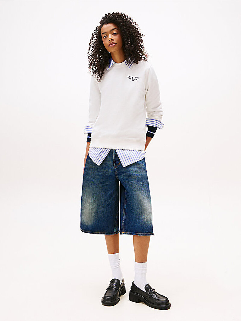 Kadın TJW Regular Esssential Logo Sweatshirt Ekru DW0DW21960YBL