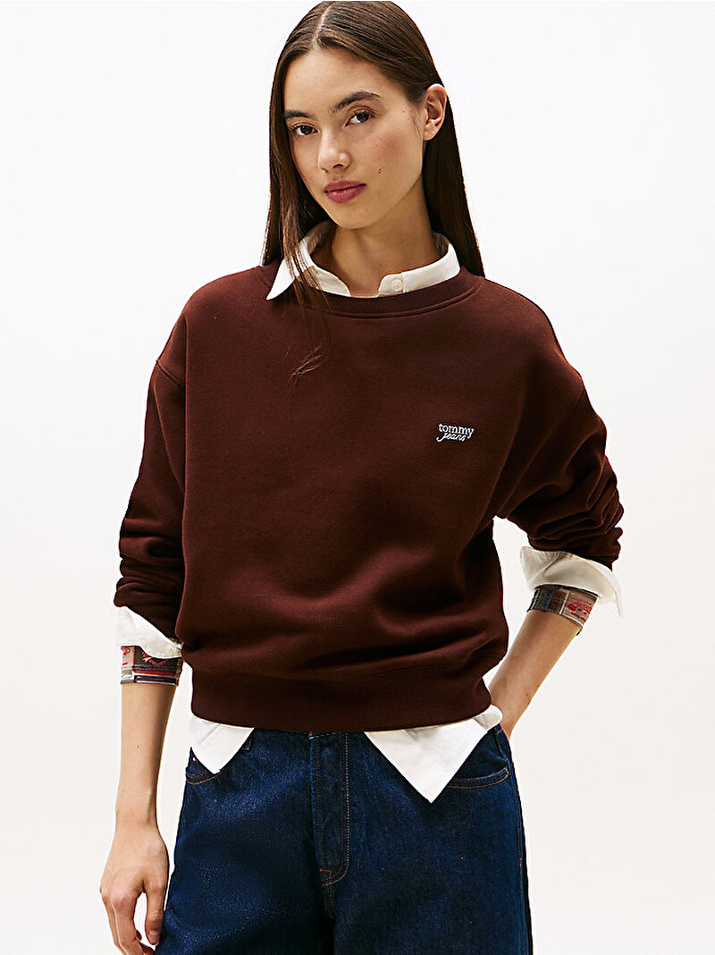 Kadın TJW Silver Sweatshirt Kahverengi DW0DW21961GS7