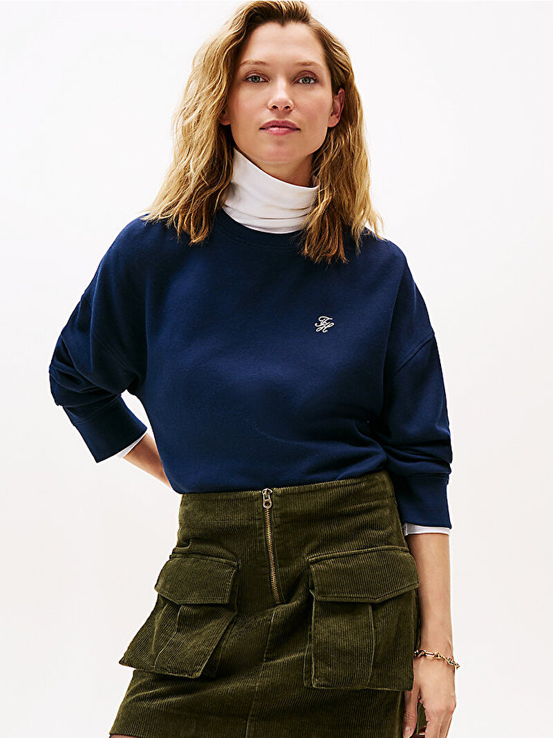 Kadın TH Pique Sweatshirt Lacivert WW0WW46152C1G