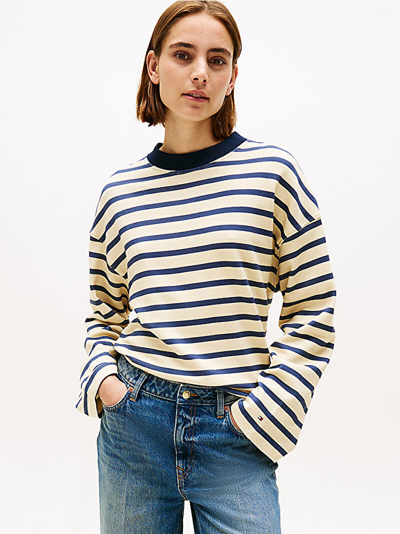 Kadın Gold Button Terry Sweatshirt Lacivert WW0WW4750704W