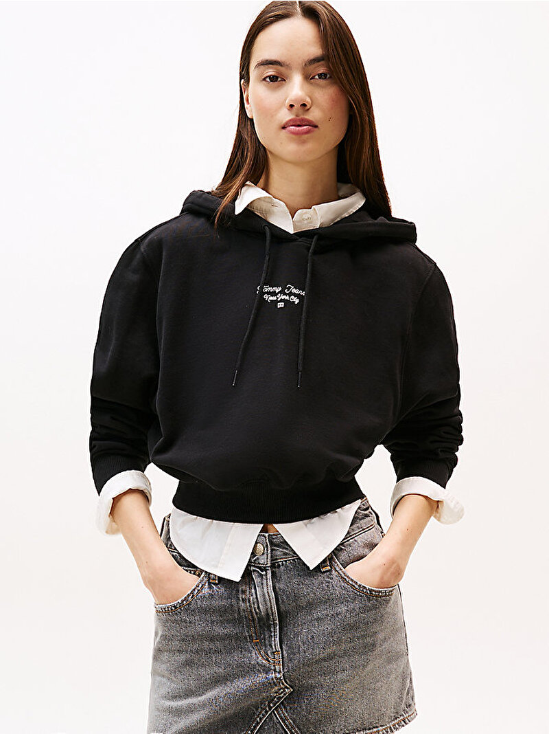 Kadın TJW Essential Logo Sweatshirt Siyah DW0DW22170BDS